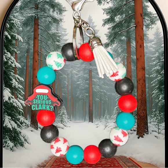 Kkay’s Krafts Accessories - Festive “You Serious Clark” Wristlet Keychain